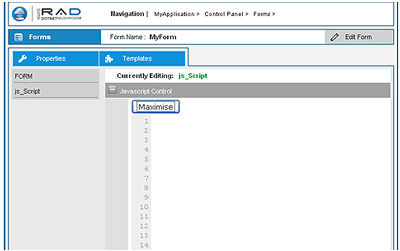 Screenshot – Javascript Control Editor