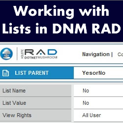Working with Lists in DotNetMushroom RAD