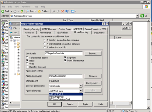 Change application pool to ASP.NET 2.0