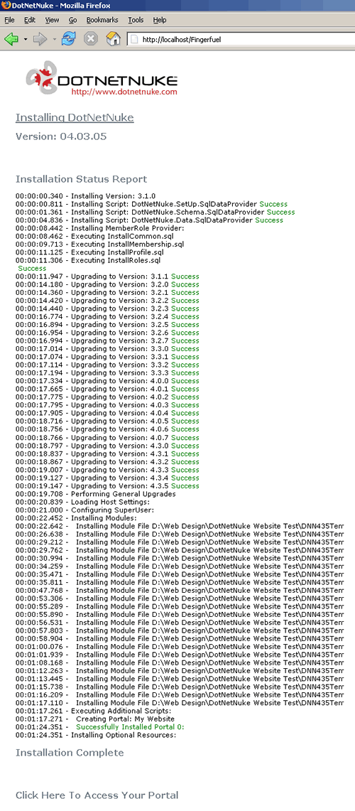 Installation report