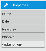 Screenshot of the dropdown control name in the control list.