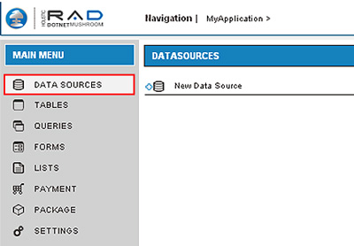 Screenshot - Data Sources button and the Data Sources pane