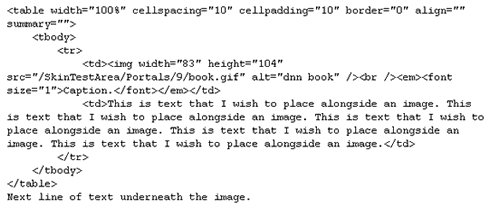 Code when using tables for layout