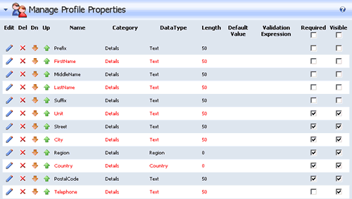 manage profile properties