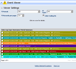 Site and Event logs