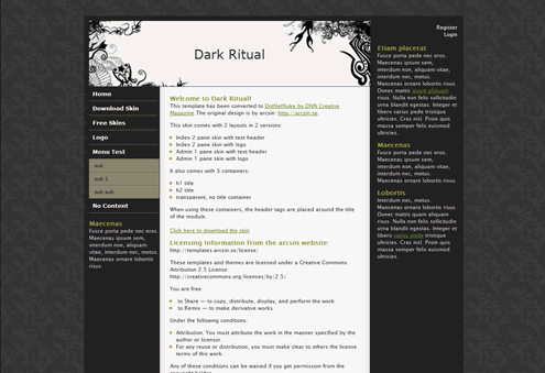 dark ritual DNN css skin