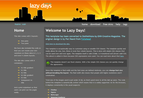 lazy days DNN css skin