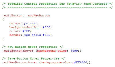The additional CSS that is for the Controls in the NewsView Form
