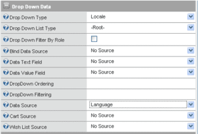 Screenshot of the settings of the dropdown control.