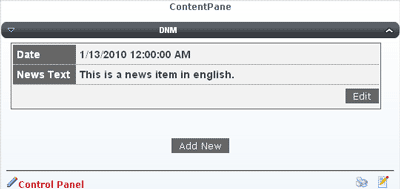 Screenshot of the list of news items in English Language.