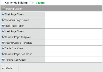 Screenshot of the properties of the paging control