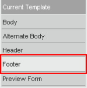 Screenshot of the Footer Template button