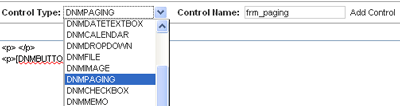 Screenshot of the Paging Control dropdown item