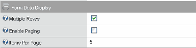 Screenshot of the News_Carousel Form Data Display properties