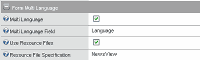 Screenshot of the News_Carousel Form Multi Language properties