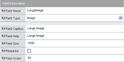 Screenshot of the LargeImage field properties