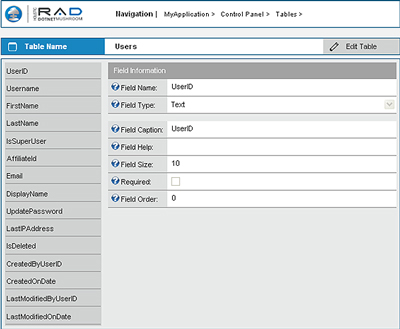 Screenshot – Linked Table generated fields