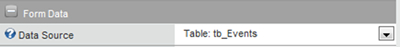 Set the Data Source to Table: tb_Events by using the drop down