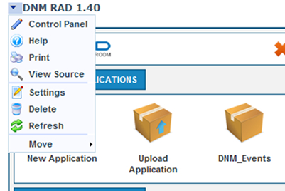 DotNetMushroom RAD module settings button