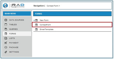 Click on 'ContactForm'